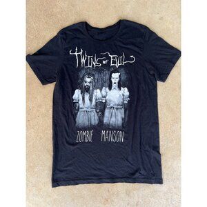 Vintage Twins Of Evil Zombie & Manson Black Graphic T-Shirt Unisex Size L Cotton